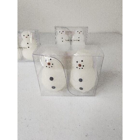 Lot of 3 Packages Of 2 Christmas Floating Candles 2 1/2" Snowmen White - Picture 4 of 6